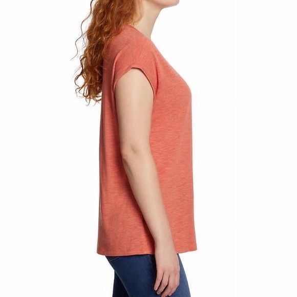 Jessica Simpson NWT Burnt Sienna Comfy V- Neck Short Sleeve Knit Top - Picture 2 of 14